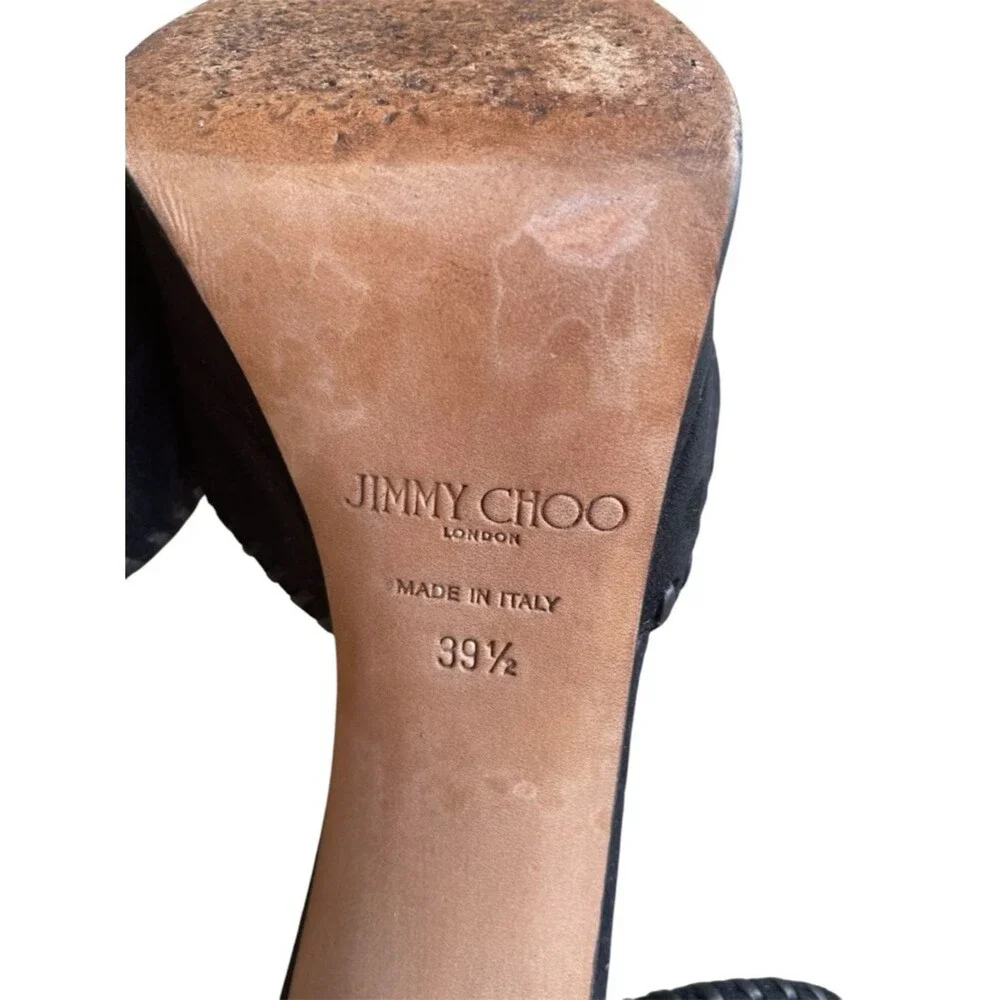 JIMMY CHOO Daphne 120 Pumps Black Whipstitch Suede Platform Heels 39.5